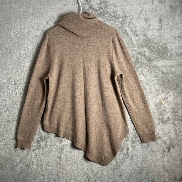 Garnet Hill Cashmere Cowl Neck Sweater Asymmetric Soft Knit Minimalist Large - Picture 2 of 5